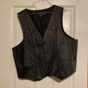 Real leather button up biker jacket